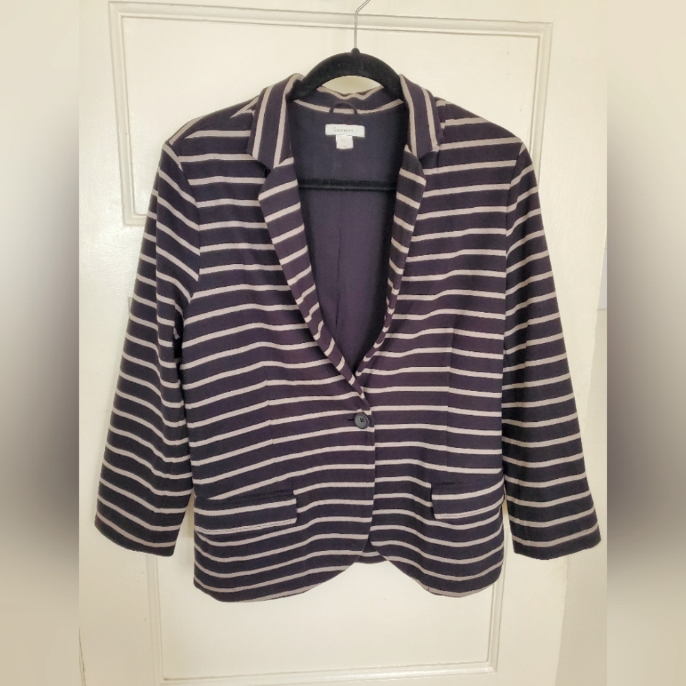 Garnet Hill knit striped blazer sz 12 EUC